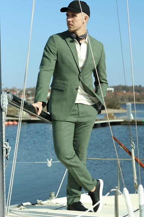 Selected Slim Oasis Hør Suit Light Green Melange