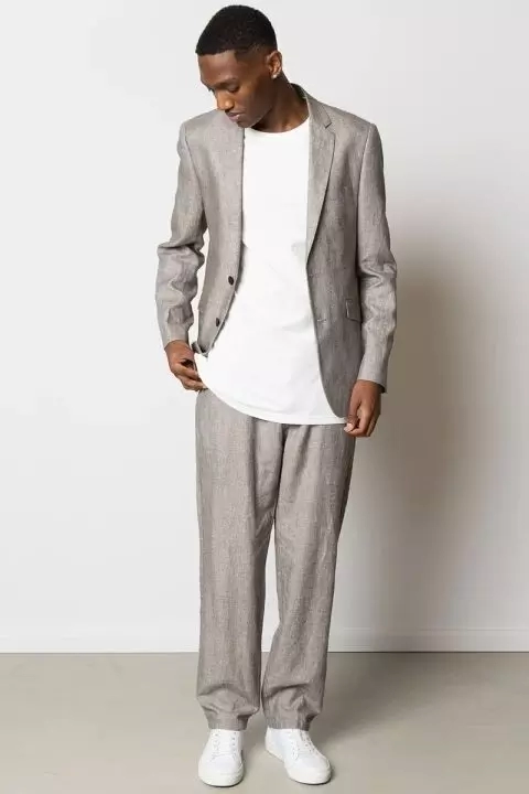 Clean Cut Ramon Linen Suit Khaki Melange