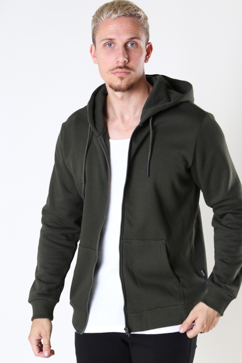 ONLY & SONS ONSCERES LIFE ZIP THR. HOODIE SWEAT NOOS Forest Night