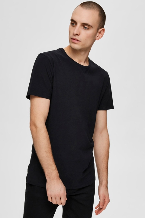 Selected New Pima T-shirt 3-Pack Black Bright White + Navy Blazer