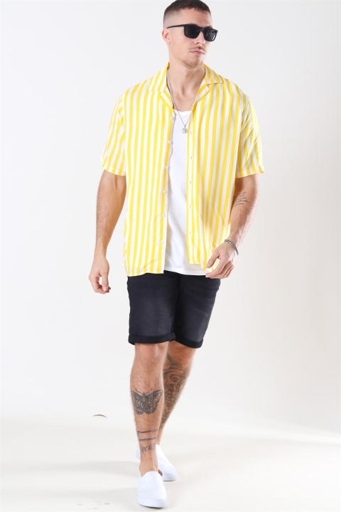 Denim Project El S/S Cuba Skjorte Yellow/White