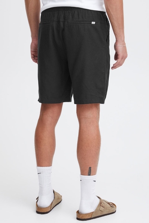 Solid Aurelius Elasticated Linen Shorts True Black