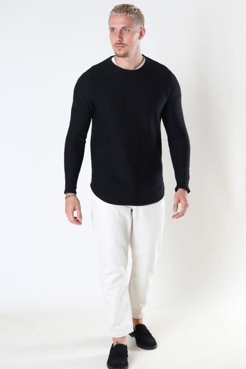 ONLY & SONS ONSJONAS LS CURVED CREW KNIT Black
