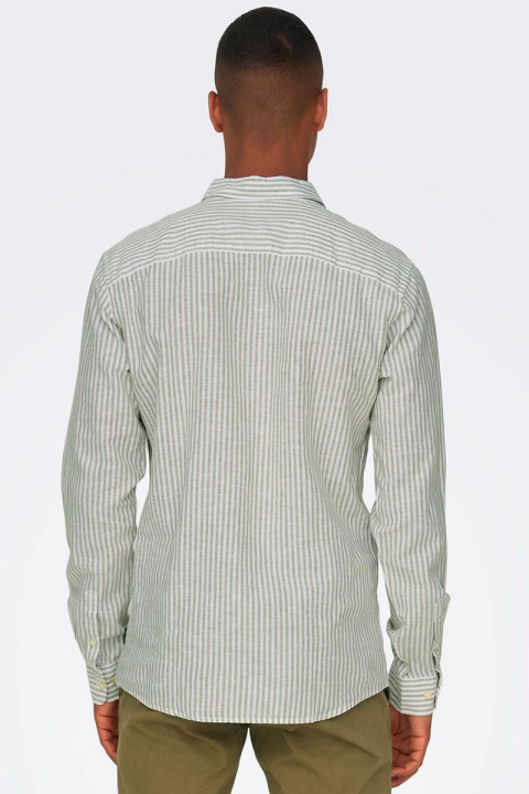 ONLY & SONS Caiden LS Stripe Linen Shirt Mermaid