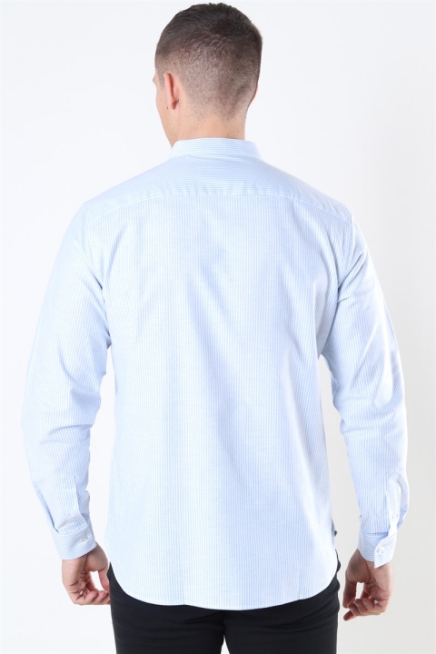 Clean Cut Copenhagen Oxford Stretch Mao Stripe L/S Skjorte Light Blue