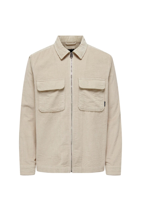 ONLY & SONS Luis Overshirt LS Zip Cord Silver Lining