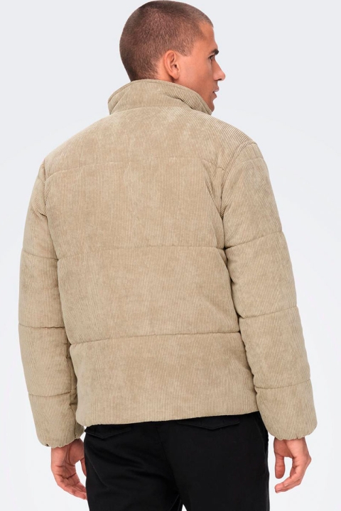 ONLY & SONS CASH CORDUROY PUFFER JACKET Chinchilla