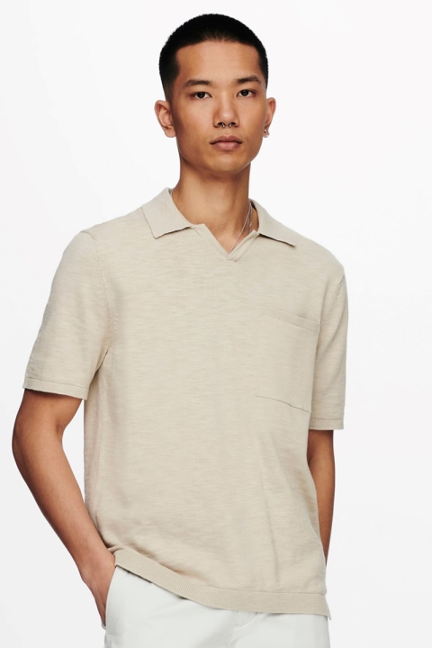 Køb ONLY & SONS ONSACE LIFE 12 SLUB SS POLO KNIT NOOS Pelican