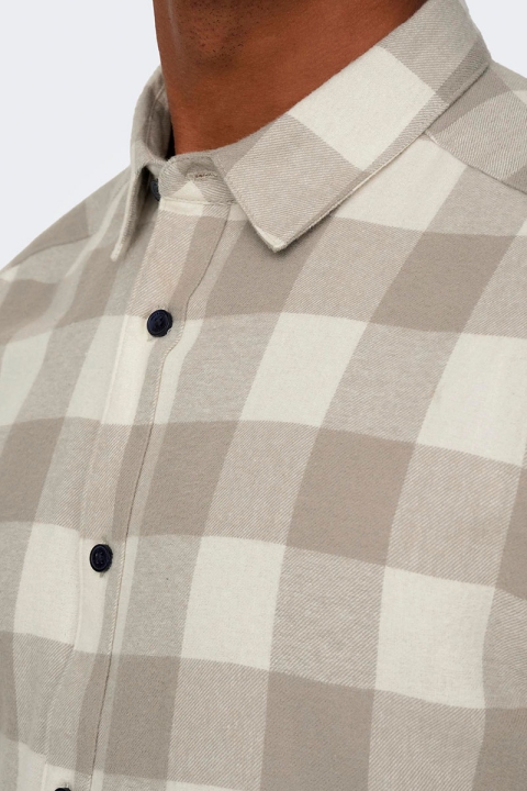 ONLY & SONS Gudmund LS Checked Shirt Antique White