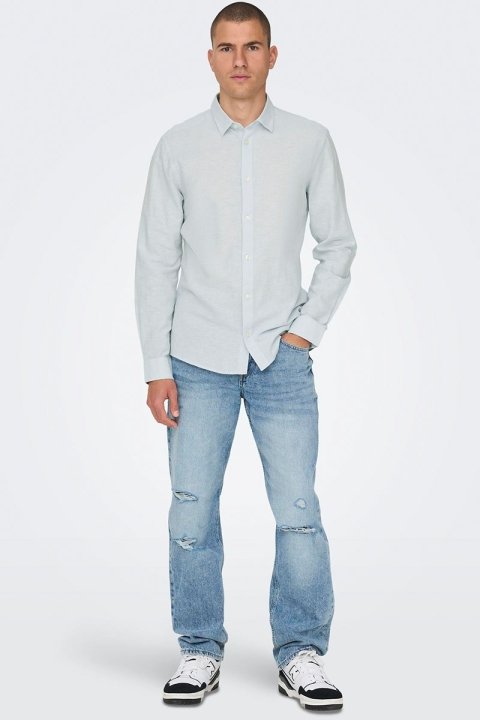 ONLY & SONS Caiden LS Linen Shirt Cashmere Blue