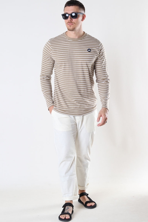 Kronstadt Timmi Organic/Recycled L/S stripe tee Sand/White