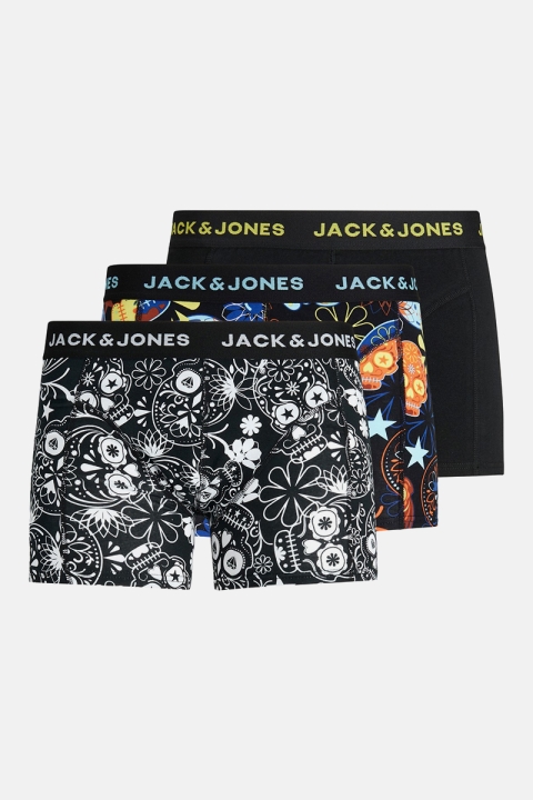 Jack & Jones JACSUGAR SKULL TRUNKS 3 PACK. NOOS Black Black - Blazing yellow