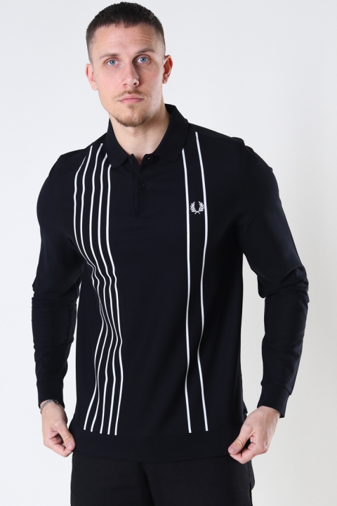 Køb Fred Perry Refined pique striped polo Black