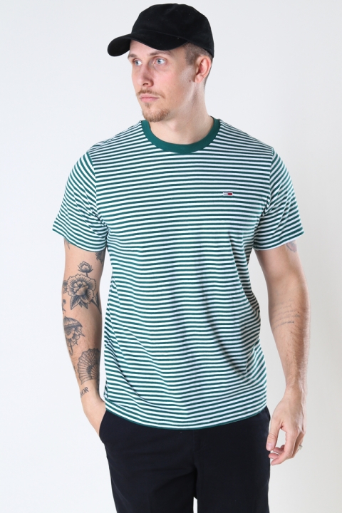 TOMMY JEANS TOMMY CLASSICS STRIPE TEE Rural Green / White