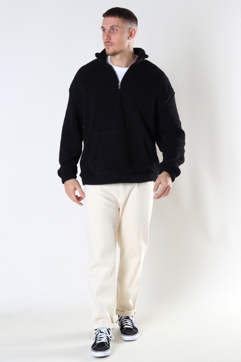 ONLY & SONS REMY TEDDY 1/4 ZIP SWEAT Black