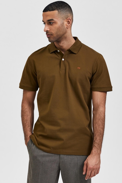 Selected SLHAZE SS POLO W NOOS Dark Olive