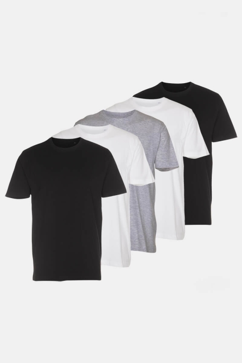 Denim Project T-shirt 5-Pack Black/White/Light Grey Melange