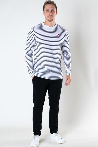 Kronstadt Timmi Organic/Recycled L/S stripe tee White / Navy