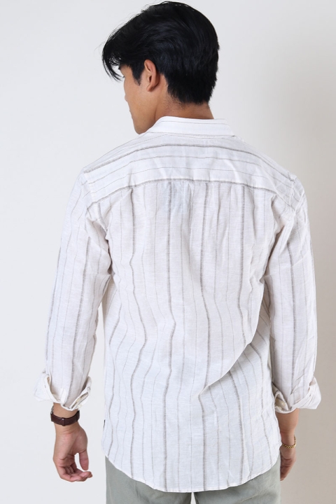 ONLY & SONS Caiden LS Stripe Linen Shirt Pumice Stone