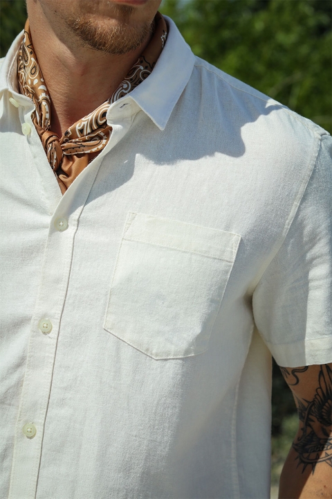 Solid Allan SS Linen Shirt Off White