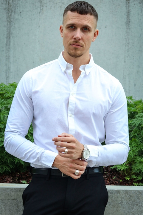 Solid Tyler Muscle Fit Shirt White