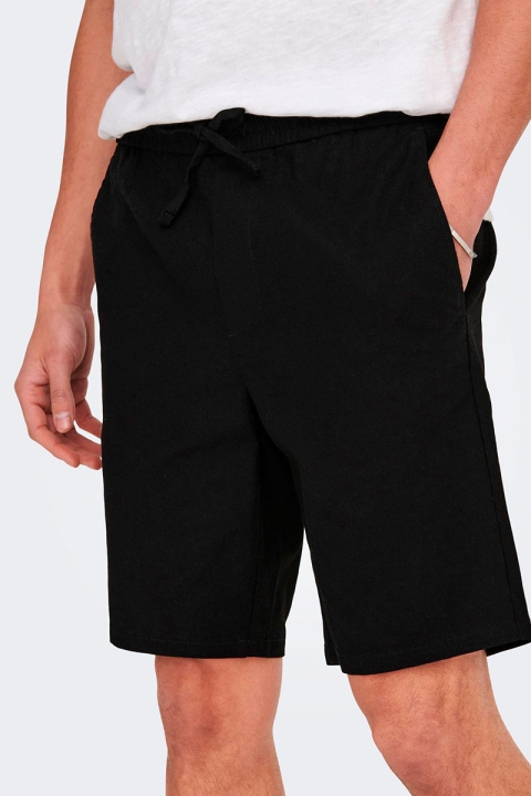 ONLY & SONS Linus Linen Shorts  Black