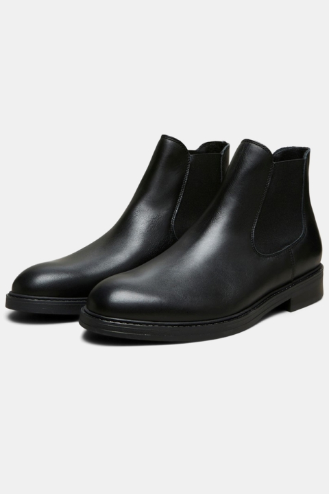 Selected SLHBLAKE LEATHER CHELSEA BOOT B NOOS Black