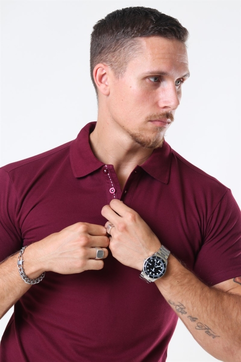 Muscle Fit Stretch Polo SS Burgundy