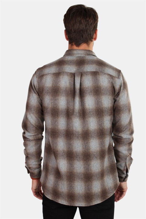 Les Deux Bryson Wool Check Overshirt Light Brown/Grey