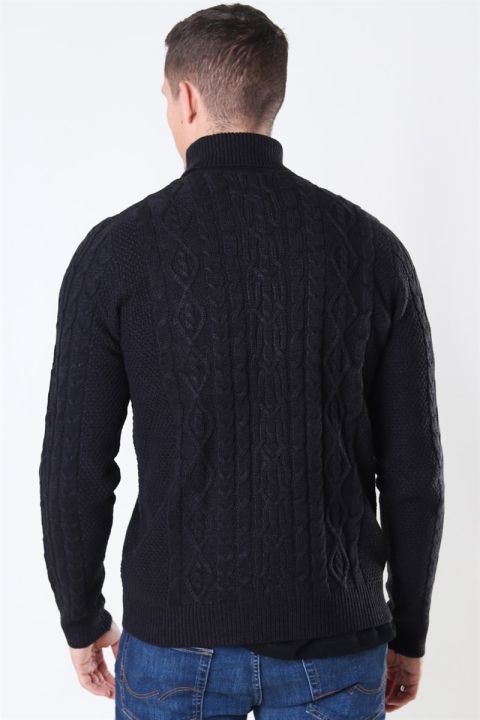 Only & Sons Rigge 3 Cable Roll Neck Strik Black