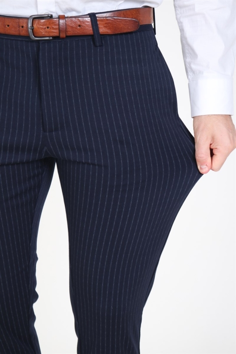 Clean Cut Milano Pinstripe Pants Navy