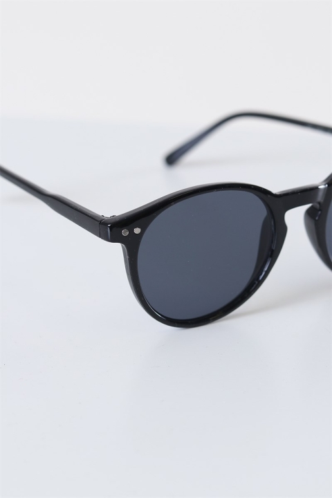 Fashion 1381 Panto Black Solbrille Grey Lens
