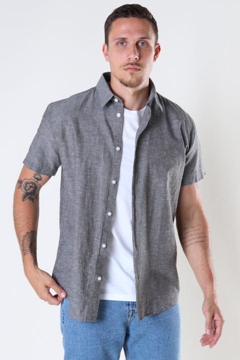 Selected SLHREGNEW-LINEN SHIRT SS CLASSIC W Black Olive