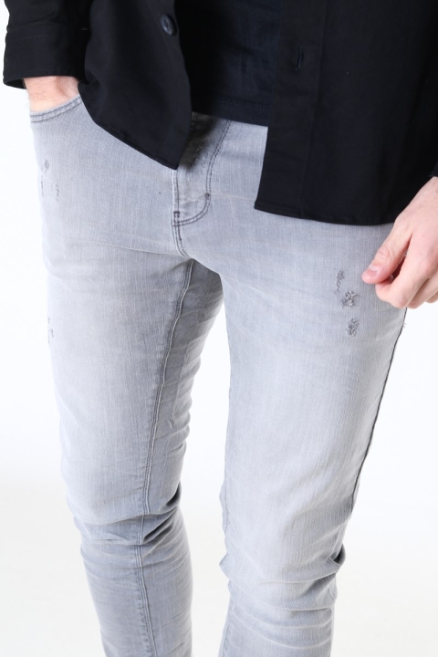 Clean Cut David Slim Stretch Jeans Light Grey Denim