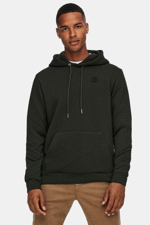 ONLY & SONS RODNEY QUILT HOODIE SWEAT Peat