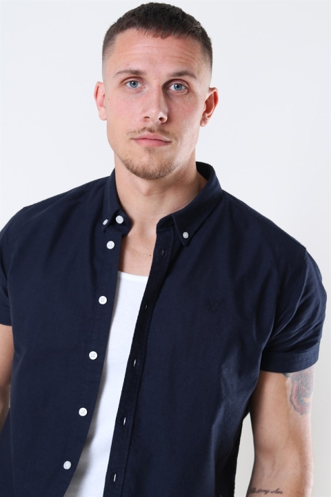 Kronstadt Johan Oxford washed S/S shirt Navy