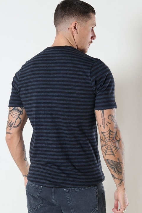 Basic Brand T-shirt Striped Heather Blue/Black
