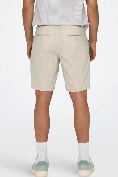 ONLY & SONS Leo Seersucker Shorts Silver Lining