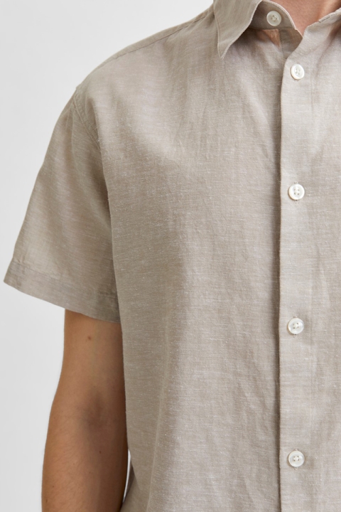 Selected SLHREGNEW-LINEN SHIRT SS CLASSIC W Crockery