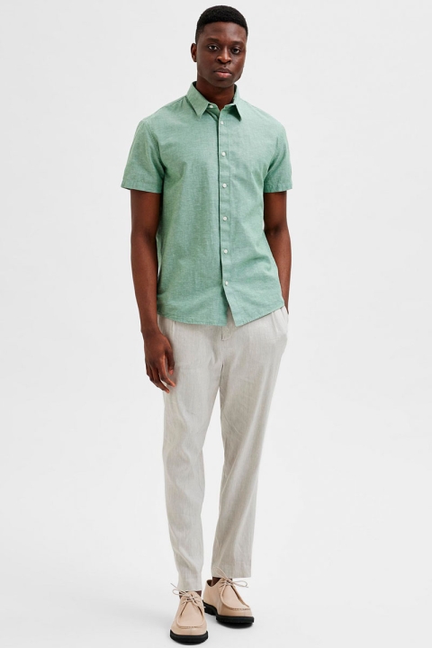 Selected SLHREGNEW-LINEN SHIRT SS CLASSIC Desert Sage