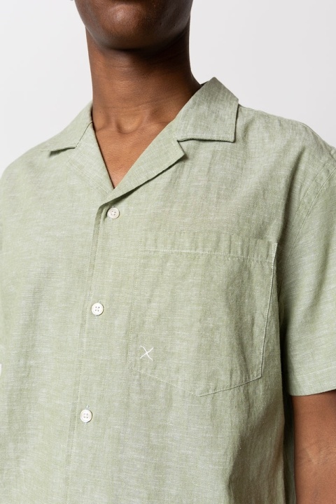 Clean Cut Copenhagen Giles Bowling Shirt S/S Green Melange