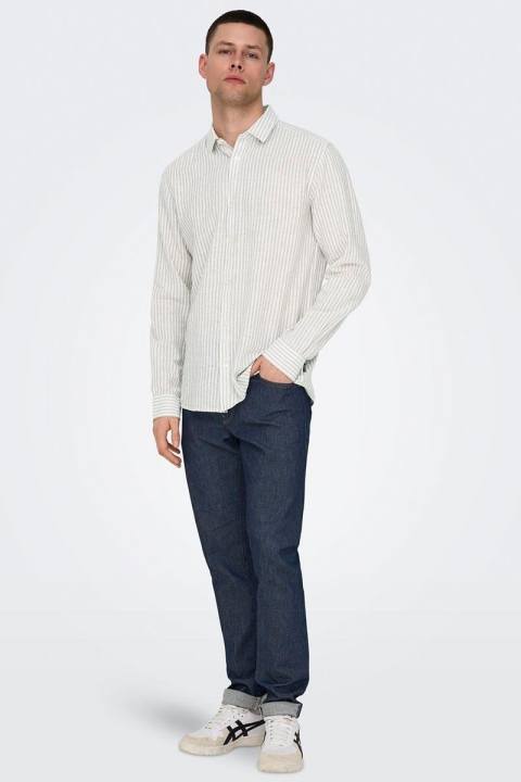 ONLY & SONS Caiden LS Stripe Linen Shirt Chinchilla