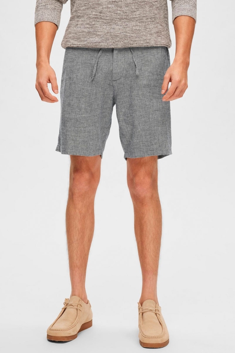 Selected COMFORT-BRODY LINEN SHORTS Sky Captain