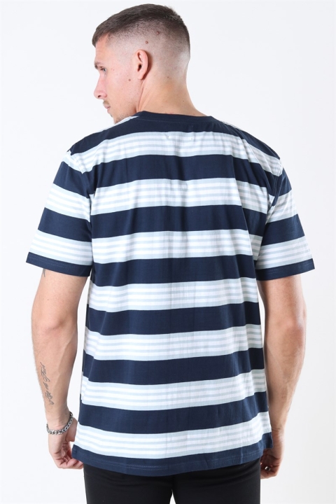 Woodbird Olei Stripe T-shirt Navy-Mint-White