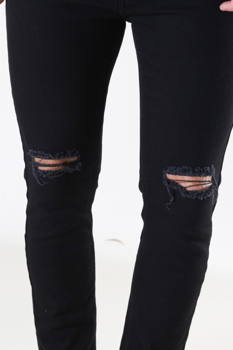 Denim Project Mr. Red Knee Cut Jeans Black
