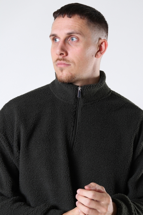 ONLY & SONS REMY TEDDY 1/4 ZIP SWEAT Peat