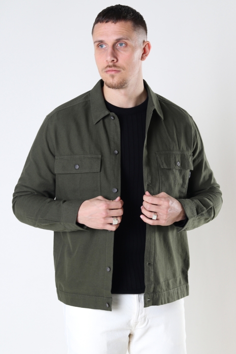 ONLY & SONS ONSKENNET LIFE LS LINEN OVERSHIRT Olive Night