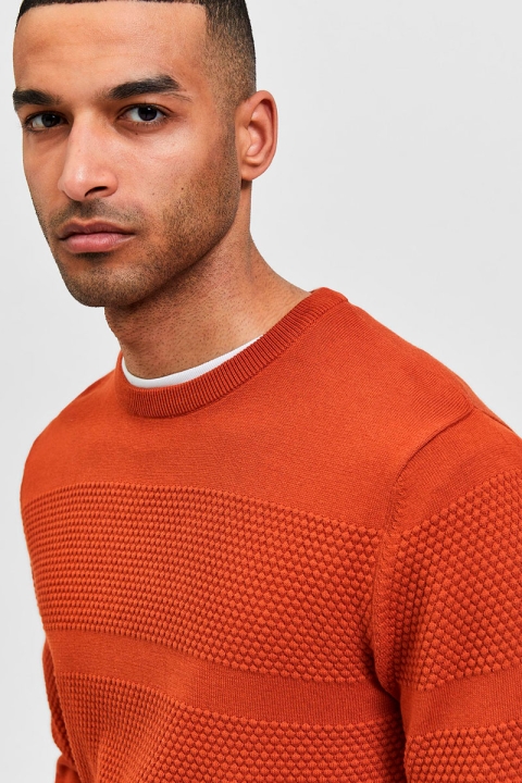 Selected MAINE LS KNIT CREW NECK Bombay Brown