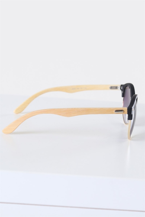 Fashion Round Club Brown Havana Rubber Solbrille Bamboo