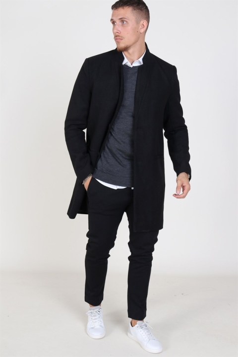 Only & Sons Maximilian Wool Trench Coat Black